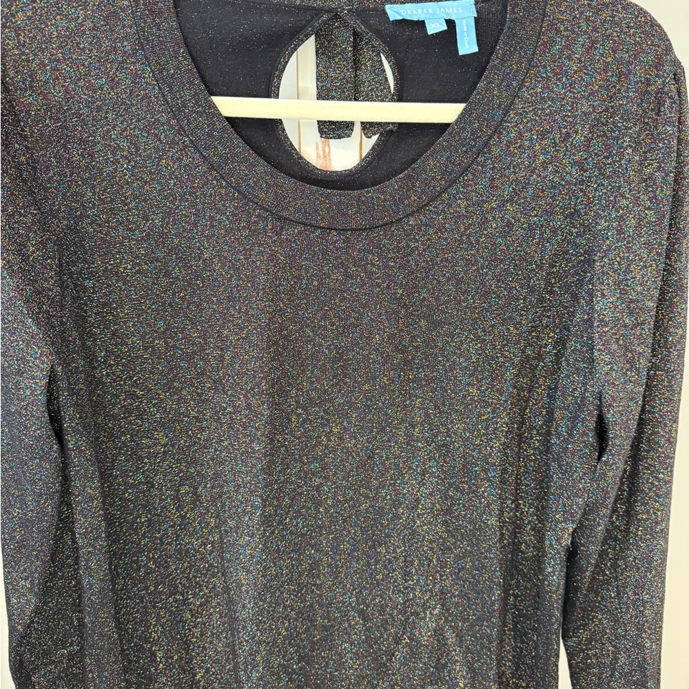 Draper James Glittery Black Long Sleeve Sweater